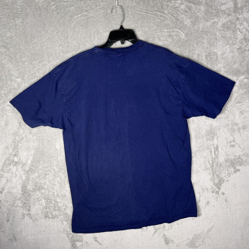 Vintage Oneita Shirt Mens 2XL Blue Patchwork‎ Heart Quilt Graphic Made USA 90s - Picture 4 of 9